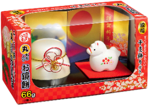 お鏡餅　干支飾り付き（素焼干支）