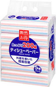 CGC 断然お得　ソフトパックティッシュ（袋入） ２００組&times;５袋